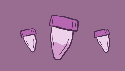 A microfuge tube with pale purple liquid inside is shaken and the liquid turns bright pink 