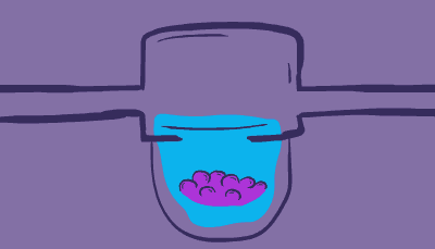 A spheroid of cells forms within a well on a 3D culture plate